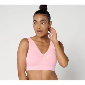 Breezies Women's Bra Sz S Comfort Breeze Wirefree Contour Pink A679222